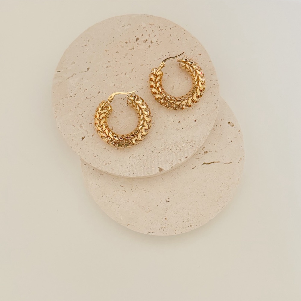 18K Gold Plated Texture 01 Earrings